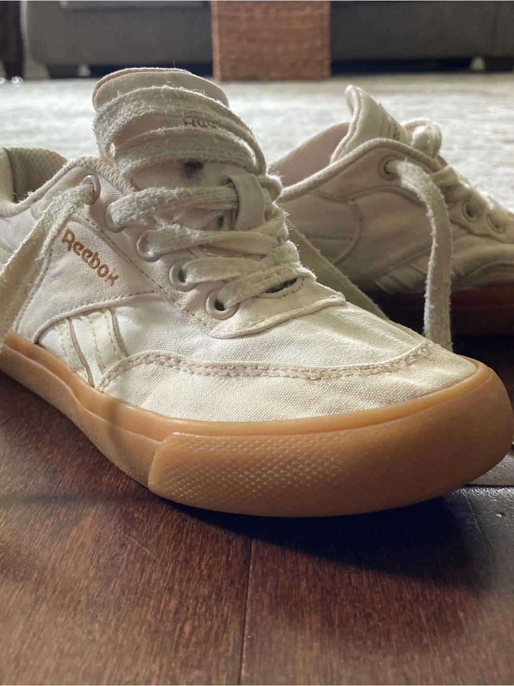 Reebok Kids White Canvas Sneakers with Gum Outsole